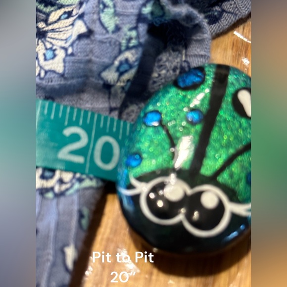 Lucky Brand Crinkle Top Spring Floral Flare Sleeve Round Scoop Waist Medium - Picture 15 of 17